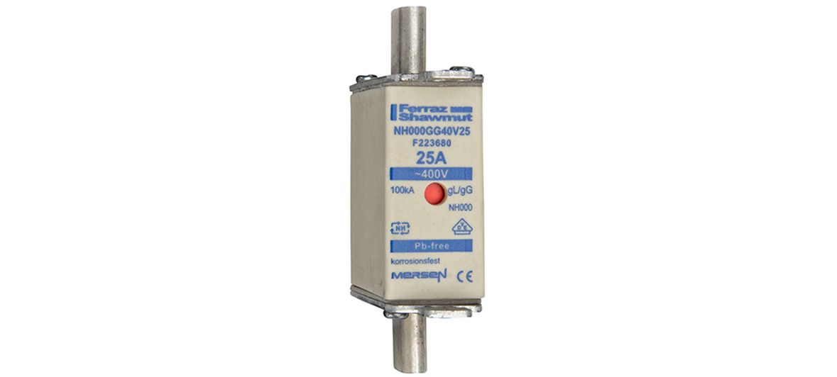 F223680 - NH fuse-link gG, 400VAC, size 000, 25A double indicator/live tags